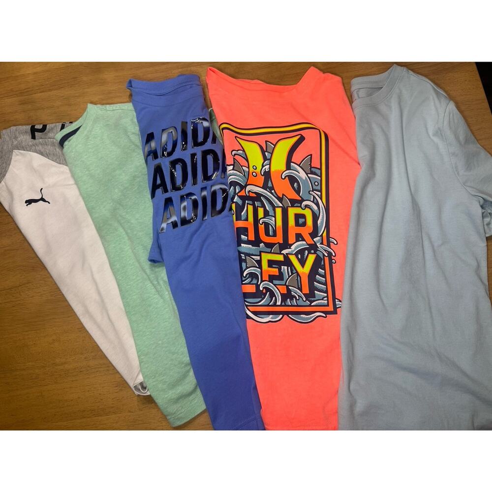 Boys medium tee shirt bundle Hurley Puma Adidas Cat and Jack some NWT